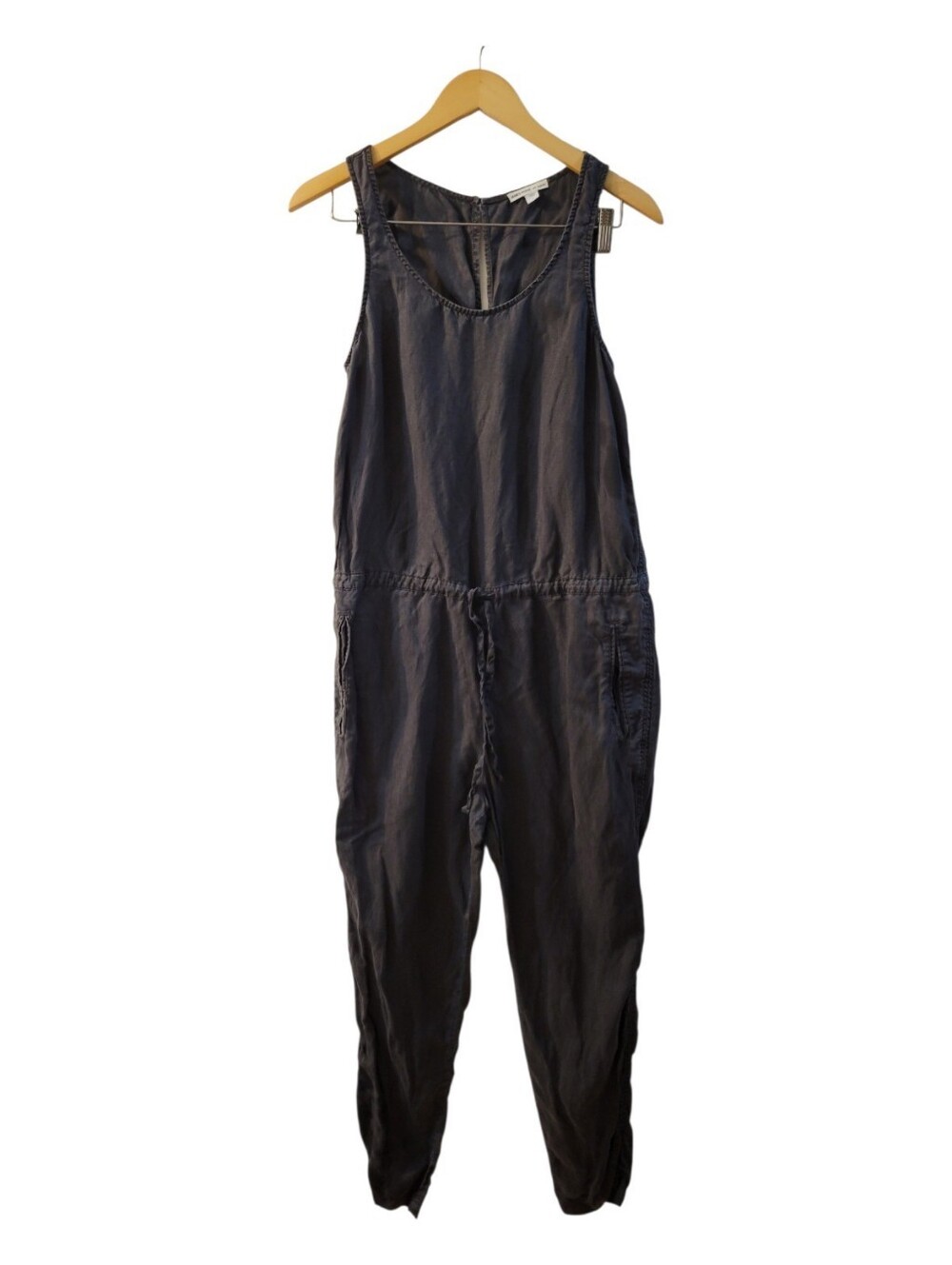 James Perse Black Sleeveless Drawstring Jumpsuit